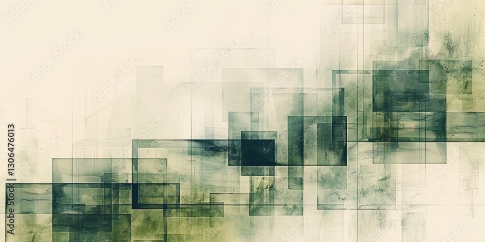 Poster the abstract picture of the green square repetitive pattern polygon geometry in the background, geom