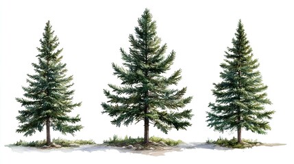 Fototapeta premium Evergreen Grove: A Tranquil Cluster of Pine Trees on Grassy Terrain