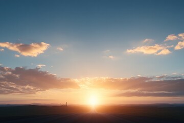 Fototapeta premium Vibrant sunrise illuminating horizon, blending warm colors with
