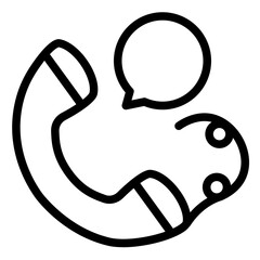A stylized phone icon with speech bubbles, suggesting communication or customer support. The design is simple yet modern, using bold lines and a curved shape. The icon is suitable for use in a retail
