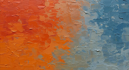 Abstract Impasto Painting Orange and Blue Textured Canvas Art