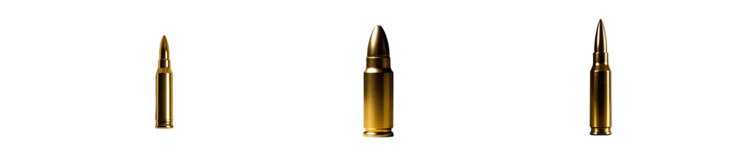 Golden  bullet set isolated on transparent background png
