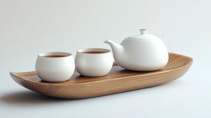 Fototapeta premium A minimalist arrangement showcasing tea cups and a teapot