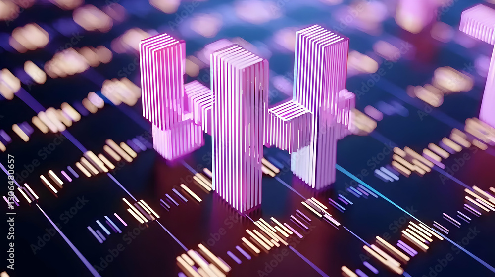 Aufkleber abstract digital visualization of data analysis with vibrant colors