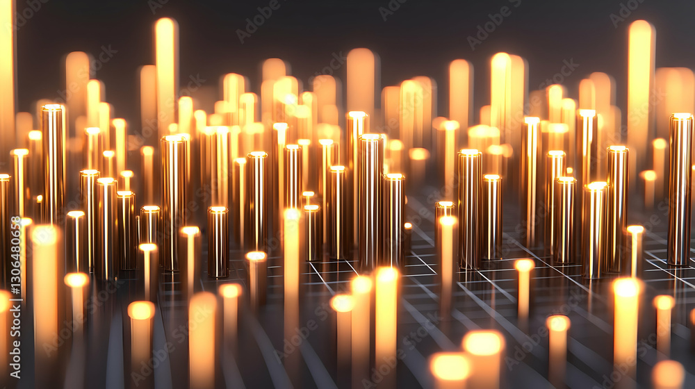 Poster abstract visualization of data structures with glowing lights