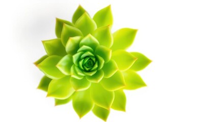 Single succulent plant, vibrant green leaves, isolated on pure white background, sharp, bright
