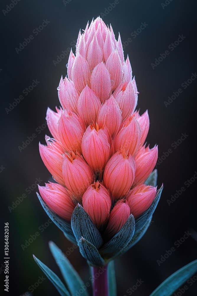 Poster A close-up view of a single pink flower on its stem, ready for use in various projects