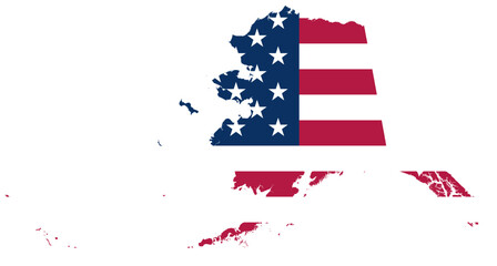 Alaska state detailed map filled USA flag on transparent background