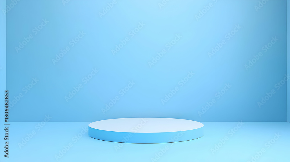 Aufkleber simple blue background with round platform for display showcase