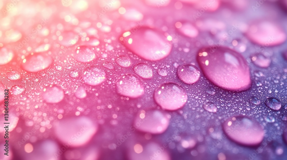 Poster a close-up view of individual water droplets on a surface, with fine details and texture