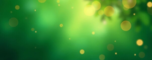 Dreamy, out-of-focus emerald green backdrop with warm golden bokeh lights , glow, lights