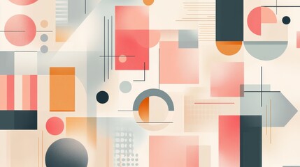 Abstract minimalist wallpaper with random geometric shapes in pastel colors, light and artistic, ultra-detailed, 4k