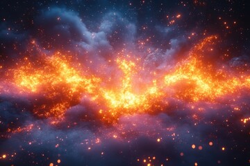 Fototapeta premium A vibrant and dynamic image of a massive fire explosion, with flames shooting high into the air
