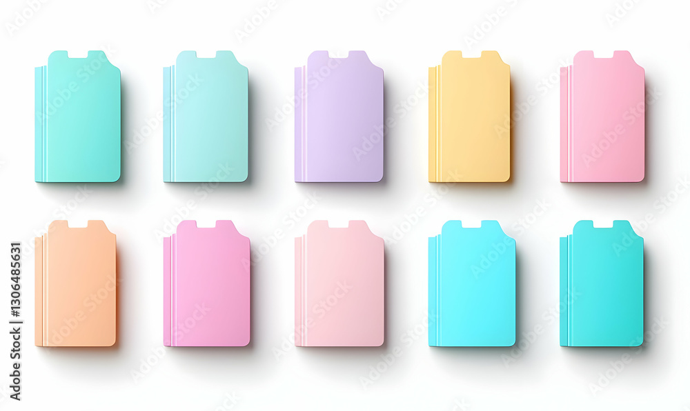Poster colorful file folders arranged in a grid on a white background