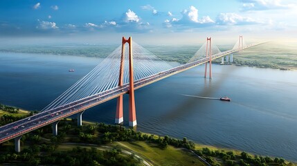Fototapeta premium Vidyasagar setu also known as the second hooghly bridge is a toll bridge