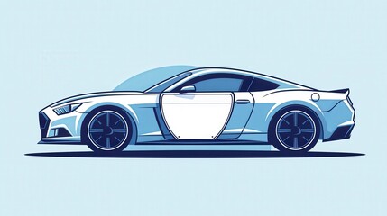 Fototapeta premium Stylish Sports Car with Open Door Against Minimalist Background Design