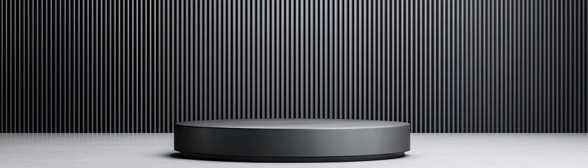 Sleek industrial metal 3D podium, brushed steel texture, futuristic studio lighting, moody high-contrast setup, premium product display, luxury tech branding, cinematic composition, high-resolution