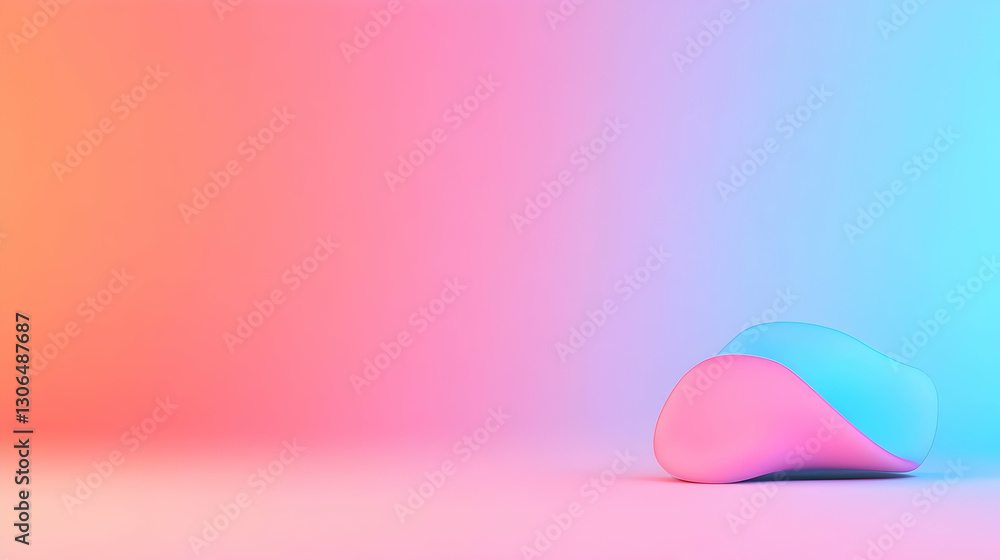 Poster soft curved shape on colorful gradient background in modern design