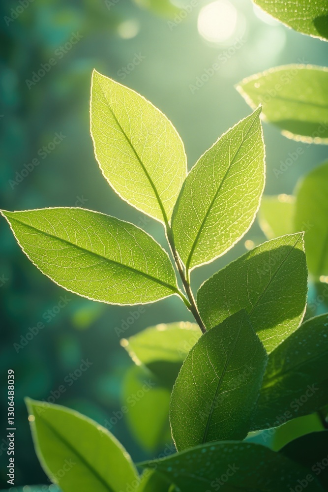 Poster a detailed view of a plant's foliage, ideal for use in botanical or scientific contexts