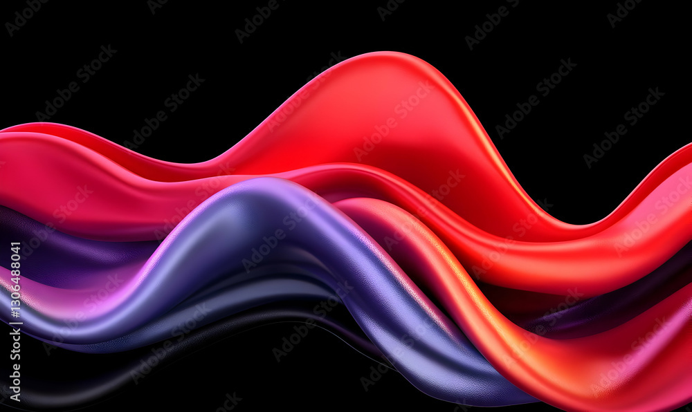 Poster colorful wave patterns with smooth curves on black background