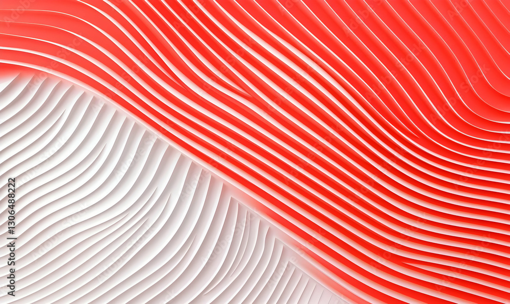 Poster abstract wavy patterns in red and white for creative design projects