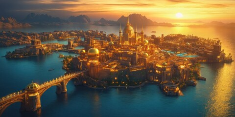 Science Fiction Fantasy Majestic Cityscape 8K AI art generated using Midjourney