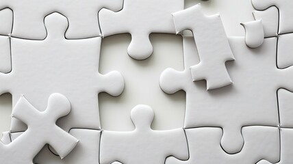 People connecting jigsaw show connection for business in teamwork concept. Friendly atmosphere for strategy management. Working of company team under cooperation together work for organization. AIG53.