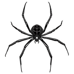 Obraz premium Black Spider Top View, Eight Legs Glow. Isolated PNG with transparent background, black body and light outline.