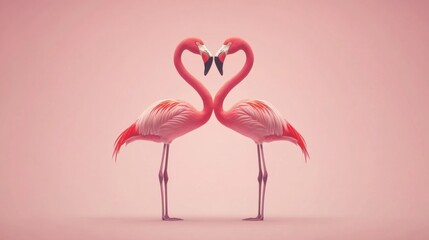 Obraz premium Flamingos forming a heart shape with their curved necks.