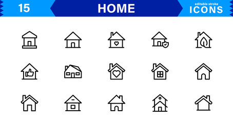 Home Icon Set. High-Quality Vector Icons for House, Living Room, Furniture, and Household Items Designs