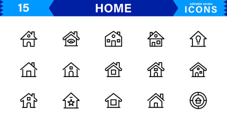 Home Icon Set. High-Quality Vector Icons for House, Living Room, Furniture, and Household Items Designs