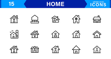 Home Icon Set. High-Quality Vector Icons for House, Living Room, Furniture, and Household Items Designs