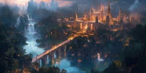 Science Fiction Fantasy Majestic Cityscape 8K AI art generated using Midjourney