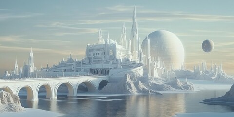 Science Fiction Fantasy Majestic Cityscape 8K AI art generated using Midjourney