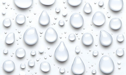 Clear Water Droplets on White Surface with Soft Reflections