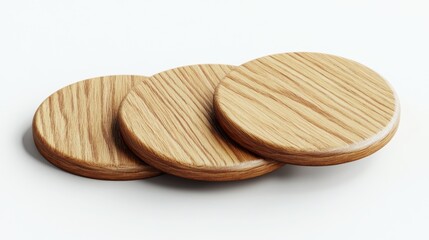 Set of three rustic wooden coasters perfect for protecting surfaces while adding natural aesthetic