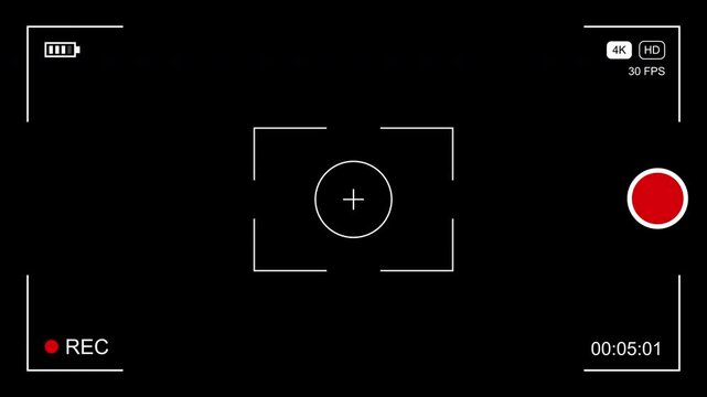 Phone vertical camera screen recording overlay on on transparent background. 4K Video
