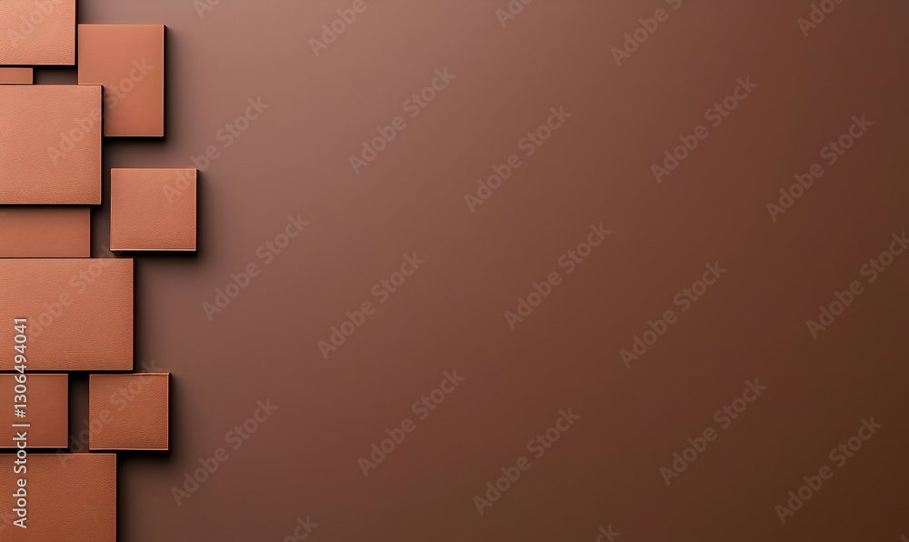 Aufkleber abstract composition of brown square blocks on a solid background
