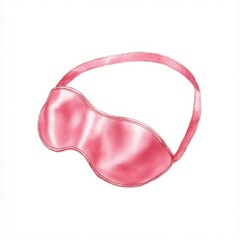 Watercolor dreamscape artistic pink eye mask home studio illustration cozy environment close-up perspective, isolated on white background