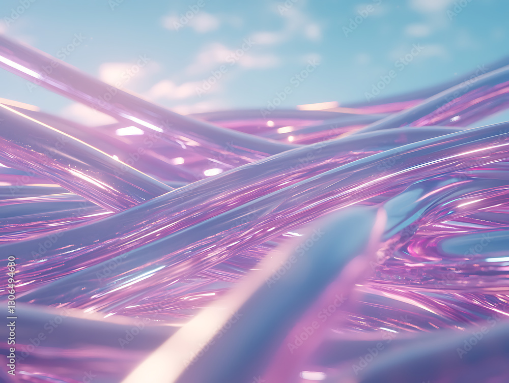 Poster flowing abstract patterns digital realm 3d rendering surreal environment upward perspective innovati