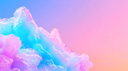 Colorful Icy Formation with Soft Pastel Gradient Background