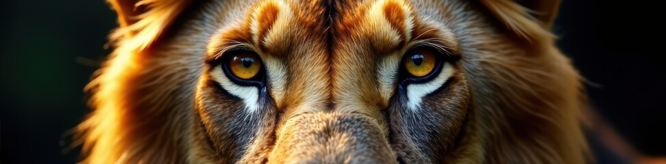 Close-up of lion head, intense gaze, textured fur, africa, africa