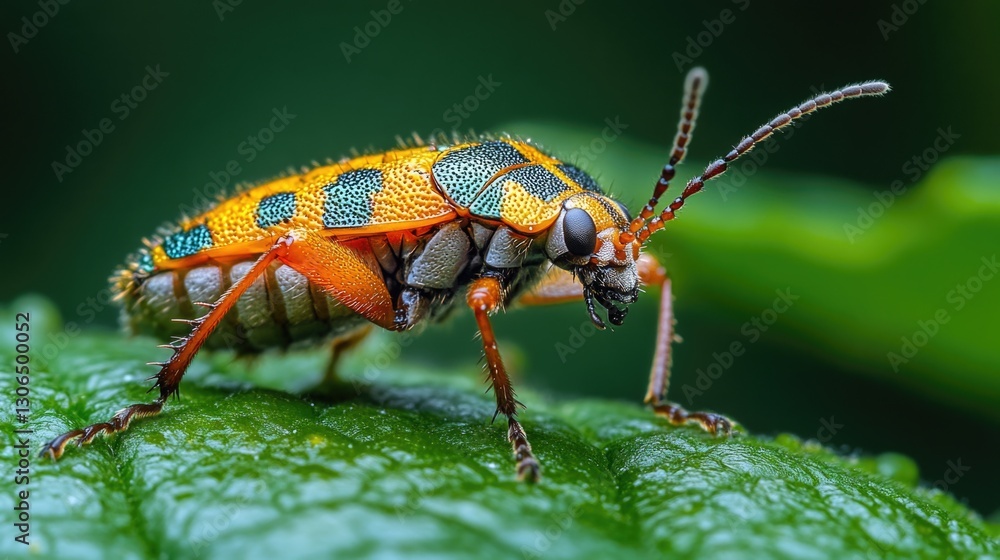 Poster a close-up shot of a bug sitting on a leaf