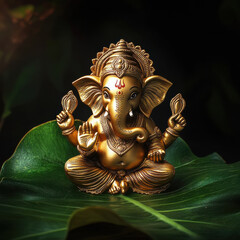 Obraz premium beautiful golden statue of lord ganesha