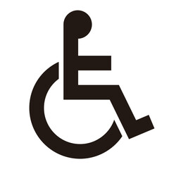 車椅子マークのアイコンステッカー　障害者のための国際シンボルマーク‗白黒・透過・白背景
