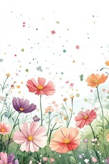 Delicate Watercolor Wildflowers A Serene Meadow Scene with Pastel Colors and Airy Atmosphere