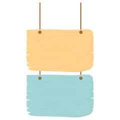 Hanging Wooden Sign Board. Wooden Signpost Colorful