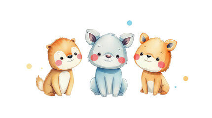 Obraz premium cute cartoon animal with pastel color. isolated on transparent background 
