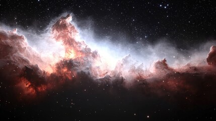 Fototapeta premium Cosmic Nebula's Fiery Embrace