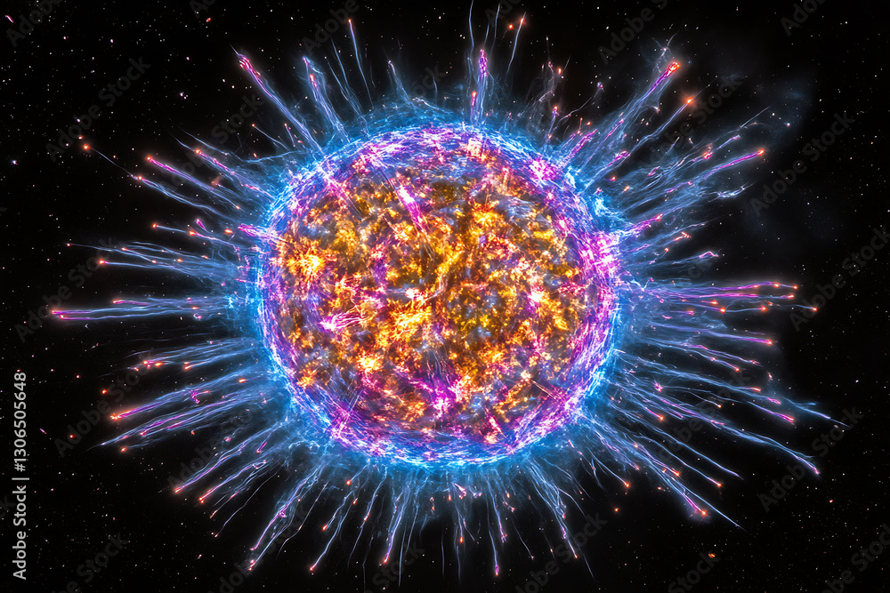 Poster celestial explosion of a star outer space digital art cosmic environment abstract view science conce